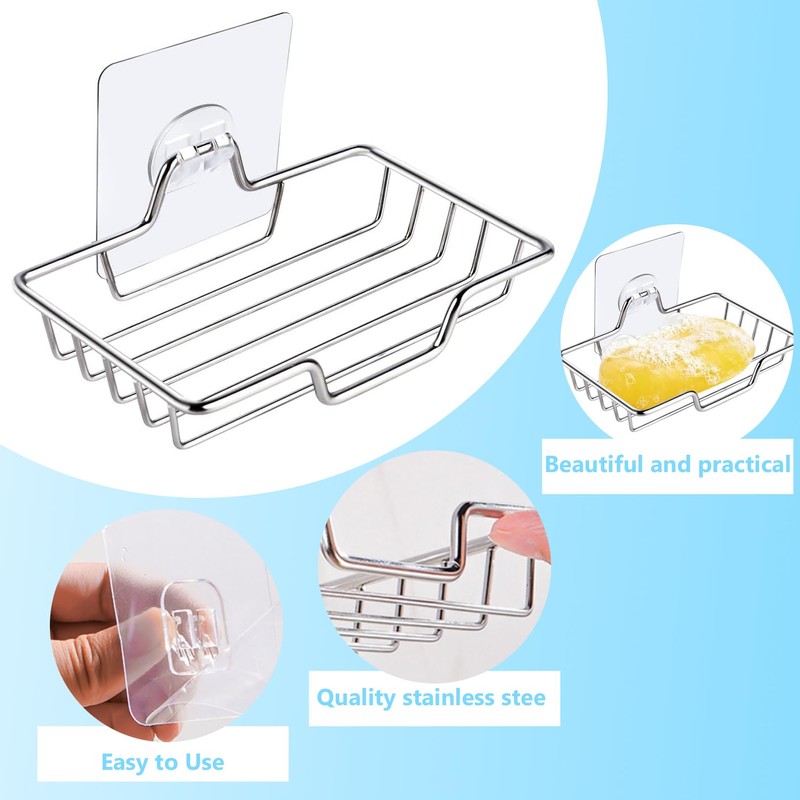 2 Pcs Strong Rustproof Stainless Steel Soap Sponge Holder,Shower Soap