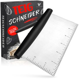 Villkin Dough Scraper - Premium Multipurpose Stainless Steel Dough Cutter - Durable and Ergonomic with Non-Slip Handle - Ideal for Baking Bread