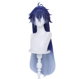 KIRA KIRA Genshin Flins Cosplay Wig Game Genshin Flins Wig 100cm Long Straight Blue Gradient Hair for Cosplay Song of the Welkin Moon