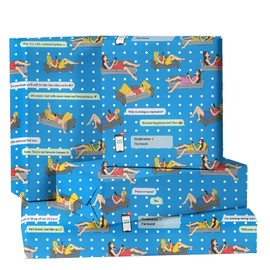 Bestie Wrapping Paper 8 Sheets Funny BFF Gift Wrap for Girls,Girls's Talk,Women - Girls on Phones with Humorous Text Bubbles Design,20"×28"