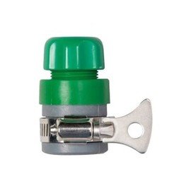 Garden hose pipe tap connector with jubilee type clip