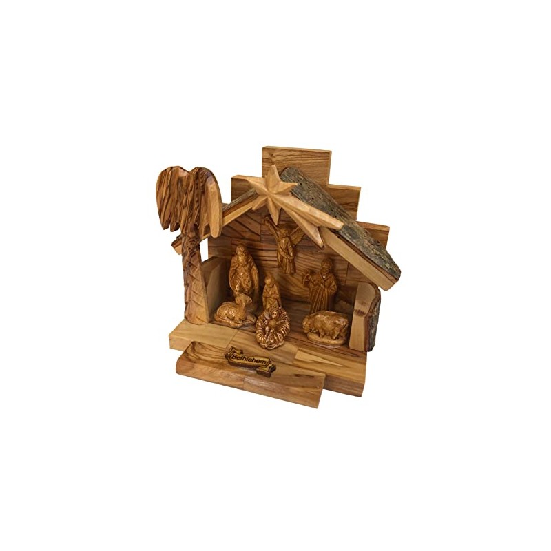Jerusalem Olive Wood Nativity Set with Figures from Bethlehem