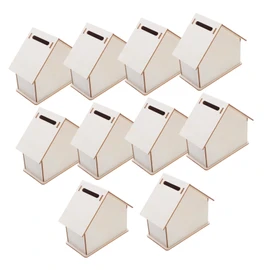 Kisangel 10PCS Wooden House Craft Piggy Bank Kit Unfinished DIY Savings Bank for Wooden Material for Creative Decoration and Artistic Development