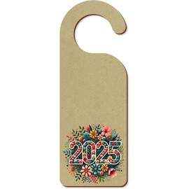 'Floral New Year 2025' 200mm x 72mm Door Hanger/Sign (DH00045441)
