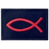 Jesus Fish Ixis Embroidered Velcro Patch, Red and Black