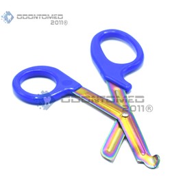 Heavy Duty Fluoride Coated Nurse Doctor Medical Paramedic Trauma Shears Scissors 7.25" (ODM) (ROYAL BLUE MULTI COLOR BLADE)