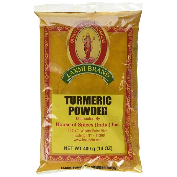 Laxmi Natural Ground Turmeric Powder, Curcuma Longa, Indian Saffron, Yellow Root, Made Pure, Made Fresh, Tradition of Quality, Product of India (14oz)