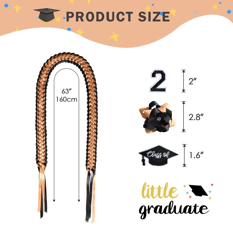 KUDOS Graduation Lei 2025 – Black & Gold Ribbon Garland