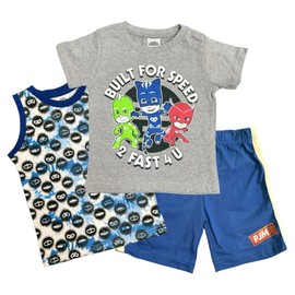 PJ Masks Boys' 3 Piece Short Set (Toddler/Kid), Grey, 4