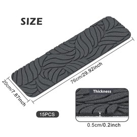UxradG 15Pcs Anti-Slip Stair Tread Pads, 20 x 76 cm Carpet Stair Treads Mats, Self Reused Step Protectors Cover Mat, Removable Washable Step Runners Safety for Elders, Kids & Dogs