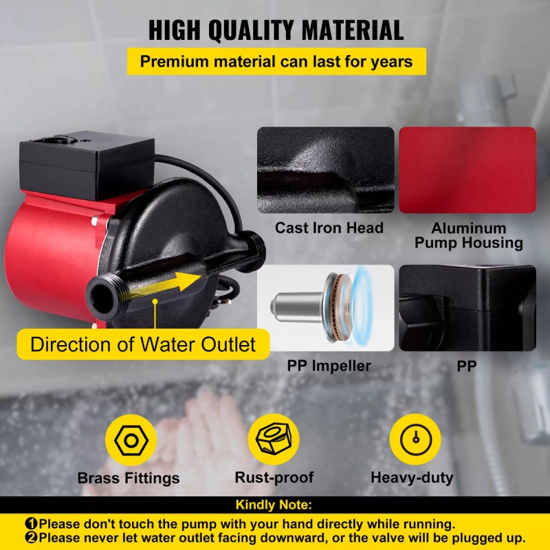 Vevor Bomba Circuladora Agua Caliente 3 Velocidades 245w