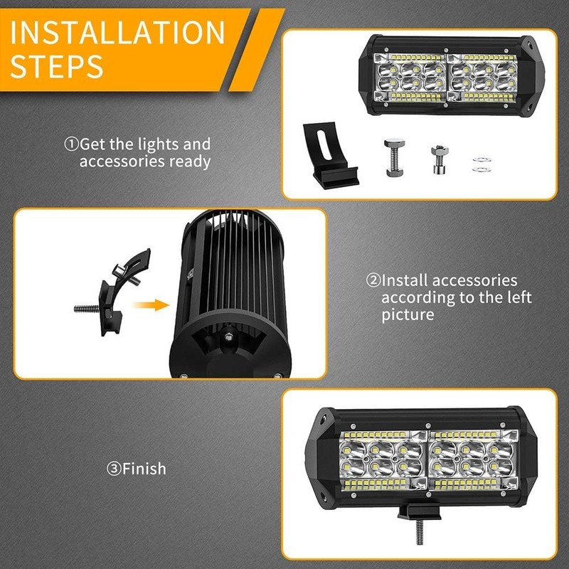 7 Inch LED Light Bars, 240W 24000lm LED Work Lights