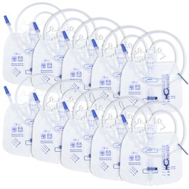 Cotchen 10 Pack 2000mL Catheter Bags for Men and WomenProfessional Urinary Drainage Bag with Anti-Reflux ChamberUrine Bag with 48 Thickened Drainage Tube, Adjustable Clips & Hanging Hook for Home