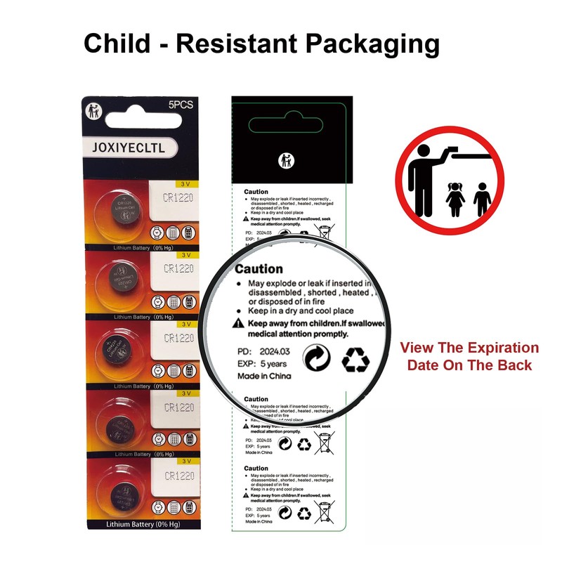 JOXIYECLTL CR1220 3V Battery CR 1220 Button Cell Battery 10PCS