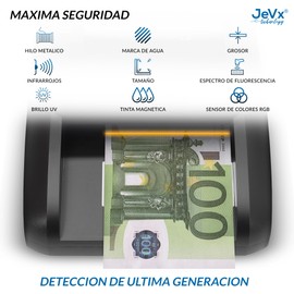JEVX Counterfeit Money Detector and Counter Automatic Give Ticket in Any Position for Commercial Use, 5 Detection Systems for High Security for Euro Money