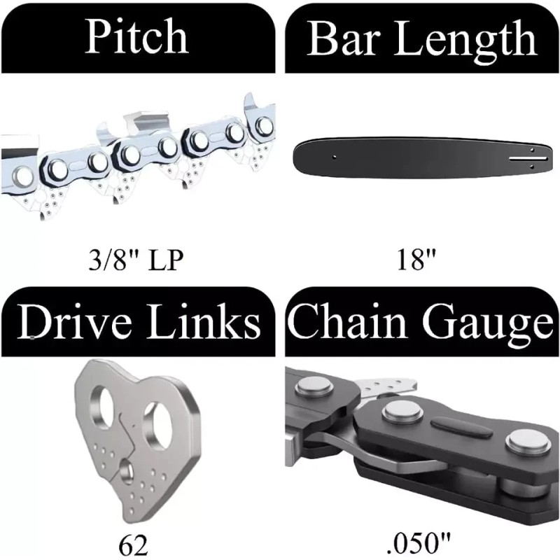 German steel 5-PACK 18" Chainsaw Chain Greenworks Masterforce 80V GCS80450