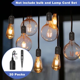 QLOUNI Pack of 20 E27 Replacement Socket + VDE Voltage Tester, Construction Socket with Cable, Lamp Holder with Cable, Renovation Socket, Construction Site Socket