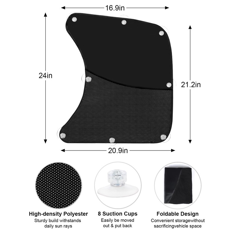 Upgraded 2 PCS Semi Trucks Window Shades, 23.6"x21.6" UV Protection