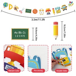 2 PCS Welcome Back to School Banner Back to School Decorations First Day of School Banner Garland for School Classroom Door Office Bulletin Board Decorations 11.8 Feet