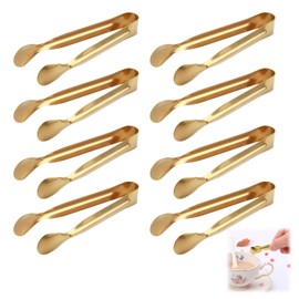 Set of 8 Stainless Steel Sugar Tongs, Ice Cube Tongs for Kitchen, Wedding, Bar and Buffet, Durable and Versatile Serving Tongs in Stylish Gold