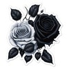 Black White Roses Vinyl Decal Sticker- 6.5" x 5.75"
