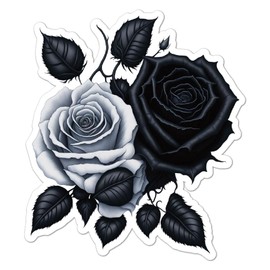 Black White Roses Vinyl Decal Sticker- 6.5" x 5.75"