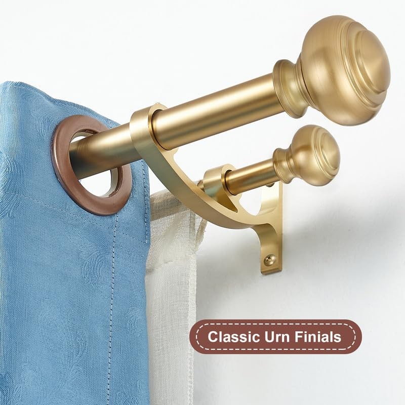 Double Curtain Rods for Window 72 to 144 Inch, Warm