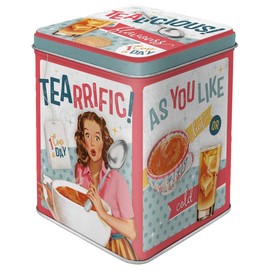 Nostalgic-Art Retro Tea Canister 100g Tealicious & Tearrific - Gift Idea for Nostalgia Fans Storage for Loose Tea and Tea Bags - Vintage Design