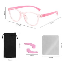 1 Piece of Children's Glasses with 1 Pair of Glasses Anti-Slip Cover, 1 Piece of Glasses Cloth and 1 Piece of Glasses Storage Bag, Children's Anti-Blue Light Glasses, Computer Goggles, Girls' Glasses