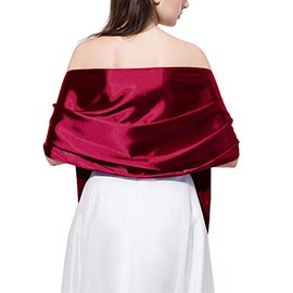 DDN Satin Scarf Long Lightweight Shawls for Women(DDNPJ1) (Burgundy)