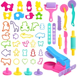 GSrenyu 46 PCS Playdough Set, Play Dough Tools, Playdough Accessories, Safe Playdoh Accessories, Playdough Tools Kit for Kids, Play Dough Accessories Molds for Preschool Learning Children Ages 3+