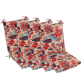 Makimoo Set of 4 Outdoor Dining Chair Cushions, Comfort Patio Seating Cushions, 44 x21x4.5 inch, Single Welt and Zipper, (4, Blue and Red Leaves)