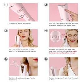 Lena Geniecurl Auto Hair Curling Wand with Ceramic Ionic Barrel & Smart Anti-Stuck Sensor, Professional Hair Curler Styling Tool for Long & Medium-Length Hair