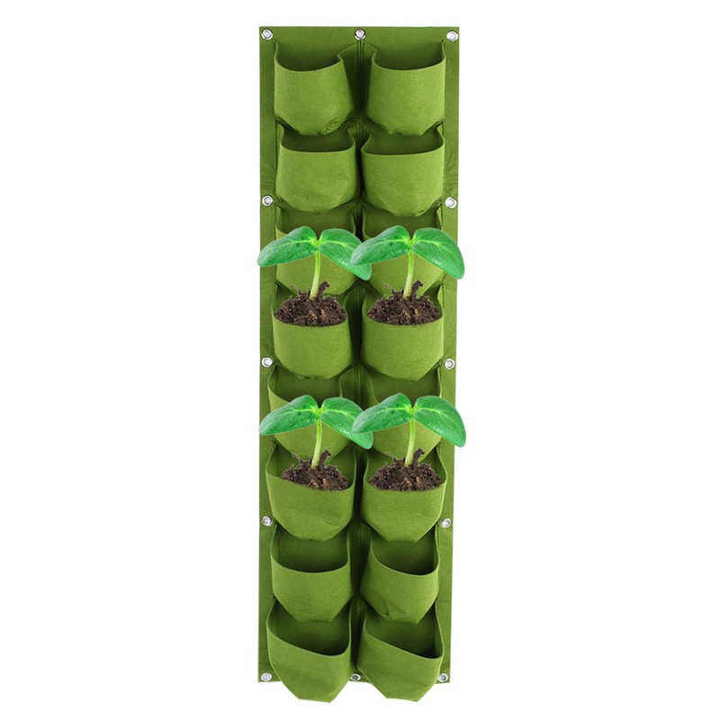 16 Pockets Vertical Greening Hanging Wall Outdoor Garden Grow Plant