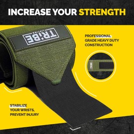 Tribe Lifting Weightlifting Wrist Wraps 18" Premium Quality Wrist Support with Heavy Duty Thumb Loop - Best Wrap for Powerlifting, Strength Training, Bodybuilding for Men & Women