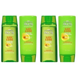 Garnier Fructis Sleek & Shine 2 Shampoo + 2 Acondicionador 3 Oz Tamaño Personal de Viaje