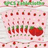 6Pcs Strawberry Party Tablecloth Strawberry Theme Table Cover 51 x
