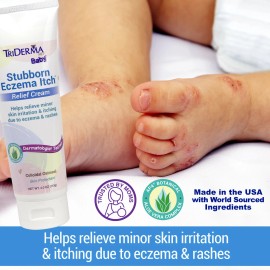 TriDerma Baby Stubborn Eczema Itch Relief Cream Soothing for Sensitive Skin 4 oz