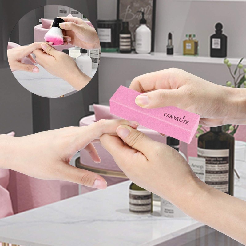 Canvalite Pack of 10 Buffer for Gel Nails Pink Buffer