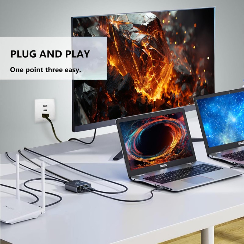 Ethernet Splitter 1 to 2 Out, 1000Mbps High Speed, Gigabit