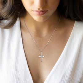 STARCHENIE Women's Stethoscope Cross Necklace Sterling Silver Infinity Cross Pendant Nurse Doctor Jewelry Graduation Gift for Medical Student