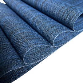 WAZAIGUR Placemats Set of 4 for Dining Table Heat-Resistant Washable Place Mats Woven Vinyl Kitchen Table Mats Easy to Clean,Navy Blue