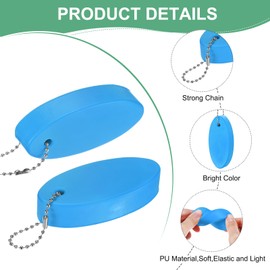 M METERXITY 6-Pack Floating Key Chain for Boating, Waterproof Bright Color Key Rings for Outdoor Water Sport/Fishing/Surfing/Sailing, Oval Shaped PU Foam Floating Keychains [Sky Blue]