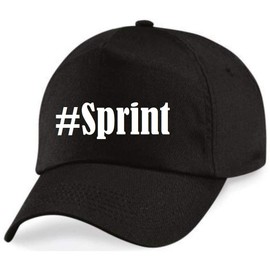 Base Cap Hashtag #Sprint Baseball Cap Baseball Cap Hashtag Diamond for Men and Women in Trendy Colours Black and White Hip Hop Streetwear Baseball Cap with Large Peak, black
