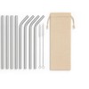 Reusable, Eco-Friendly Stainless Steel Straw Set – 8-Piece Wide Metal Straws for 40oz Tumbler – 10mm Diameter | 4 Straight + 4 Bent Straws, 2 Brushes & Pouch – Silver