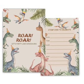 Fablus Dinosaur Birthday Invitations for Boys, Dino Roar Roar Birthday Party Invitaions for Dinosaurs Party Invites, 4x6 Inches, 30 Sets with Envelopes