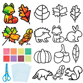 IWTBNOA Pack of 12 Autumn Crafts Children, Autumn Craft Set Children, Autumn Decoration Crafts Children, Window Pictures Autumn Crafts (Style B)