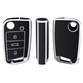 OFFCURVE Car Key Case Key Cover Car Key Cover Key Case with Key Fob for VW Volkswagen Golf 7 Variant Polo Tiguan Seat Leon Cupra Skoda Octavia Superb