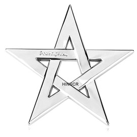 HINSCR Pentacle Car Emblem Decals Pentagram Metal Silver Badge Decal Astrological Symbol Satanic Pentagram Decal Star Car Decor Decals (Silver)
