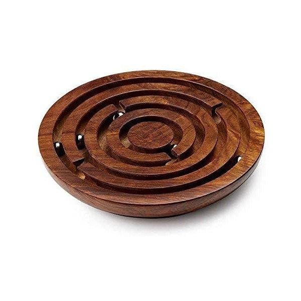 Ajuny Labyrinthe en bois fabriqué à la main - Jeu de labyrinthe - Jeu de labyrinthe en métal - Idéal pour la coordination œil-main